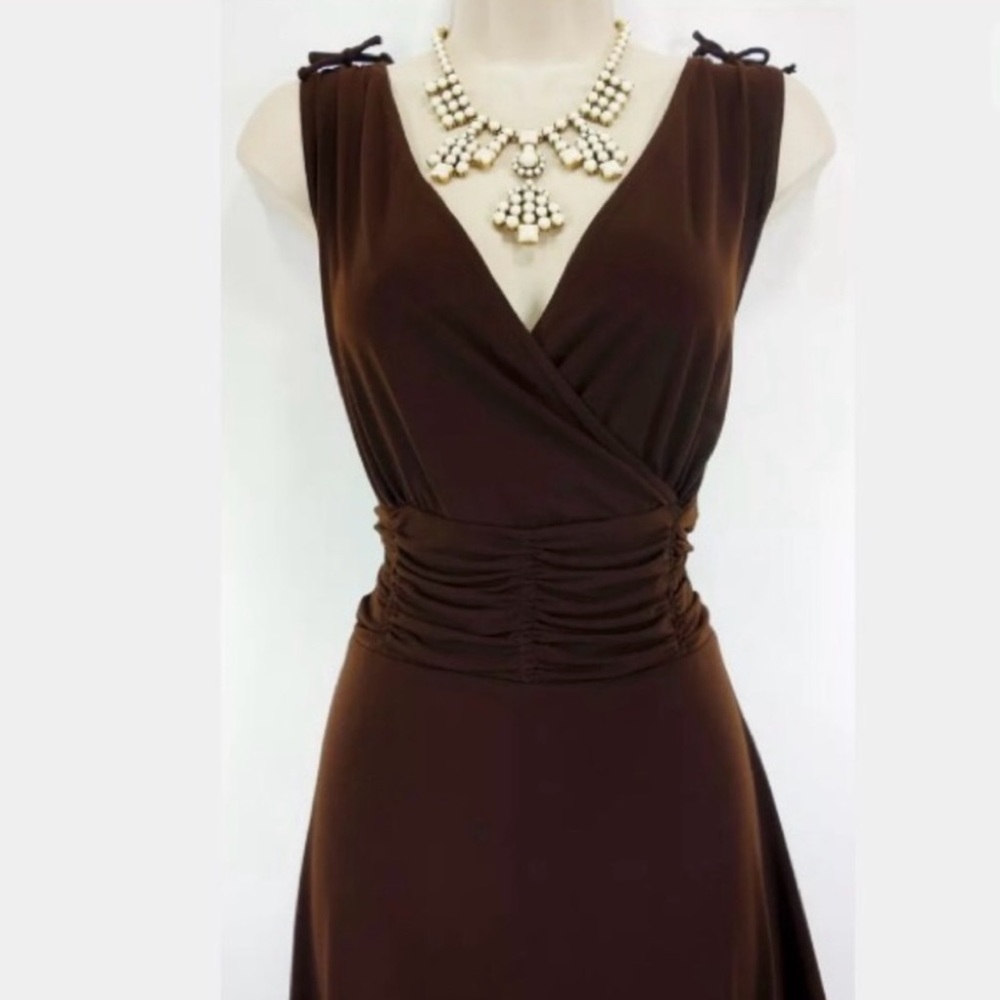 16 XL 1X SEXY CHOCOLATE RUCHED WAIST DRESS